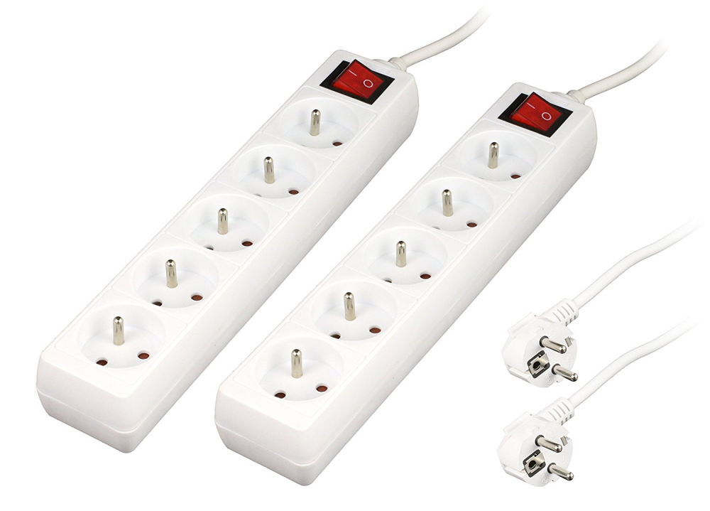 Lot 2 blocs 5x 16A 2P+T avec interrupteur Blanc 