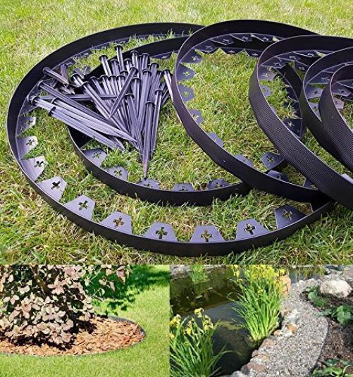 Zielona Aleja Bordure De Jardin En Plastique Flexible Noir 10 Metres Avec 50... 