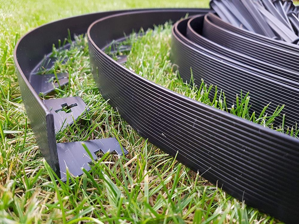 Zielona Aleja Bordure De Jardin En Plastique Flexible Noir 10 Metres Avec 50... 