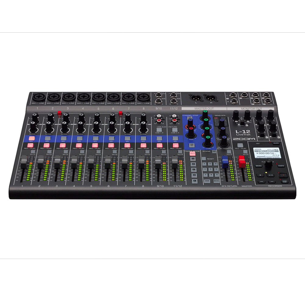 Zoom Livetrak L-12 - Console De Mixage 12 Canaux - Interface Audio Usb - 8 Entrees Xlr/jack - 5 Sorties Casque - Slot Sdxc
