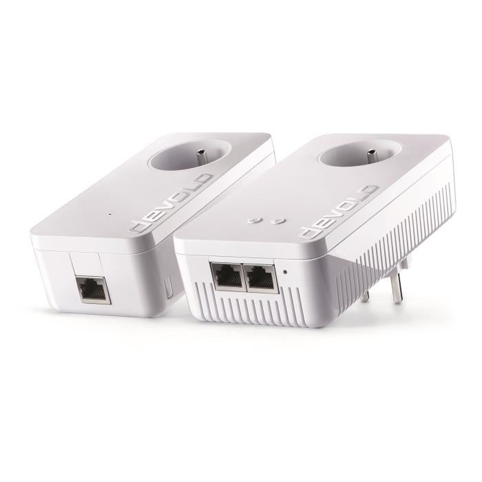 Devolo Kit 1 Cpl Wi-fi 1200 Mbit/s + 1 Cpl Filaire 1200 Mbit/s, 2 Ports Gigabit Ethernet, Prise Integree, Kit De Demarrage