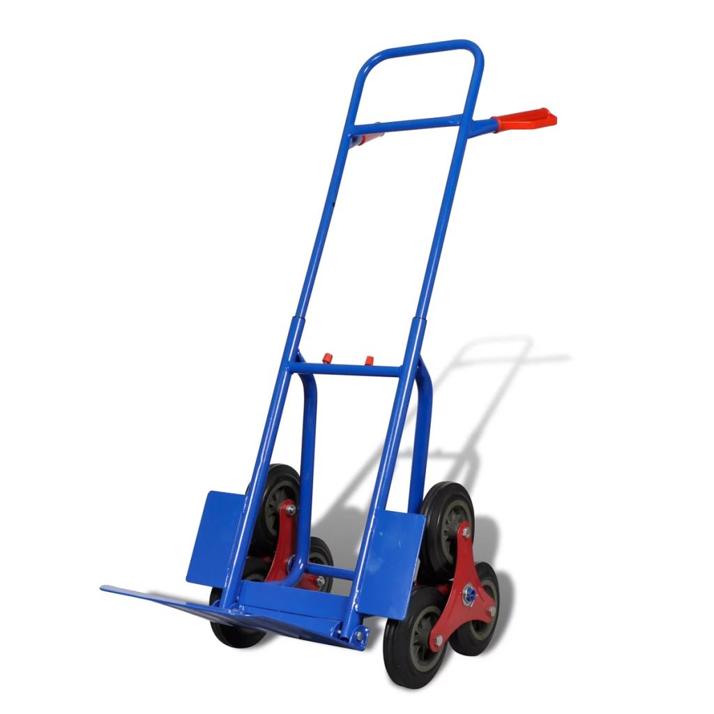 vidaXL Diable 6 roues bleu et rouge capacite de charge 150 kg