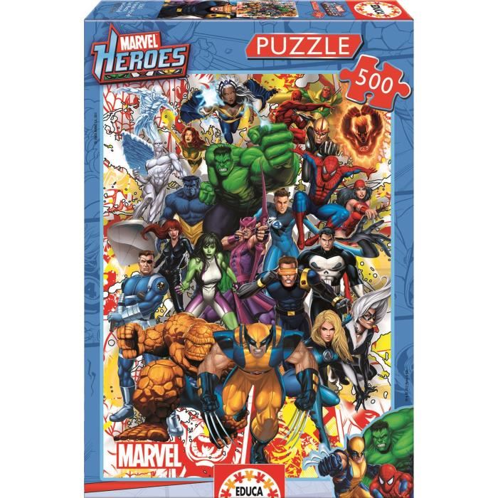Puzzle Marvel 500 Pieces Educa Les Heros De Marvel