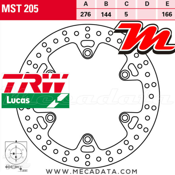 Trw Lucas Brake Disque Mst205, Rigide Taille :