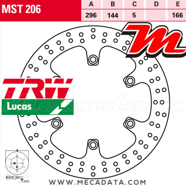 Trw Mst206 Disque De Frein Pour Honda Vt