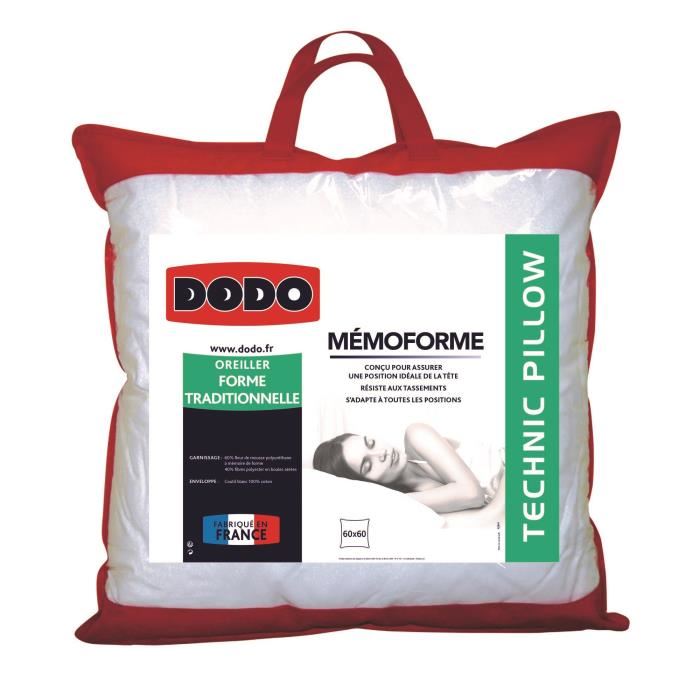 Oreiller A Memoire De Forme Dodo Memoforme 60 X 60 Cm Blanc