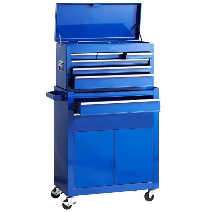 Defpro Servante Datelier 7 Tiroirs En Metal Avec Bac De Rangement Vide