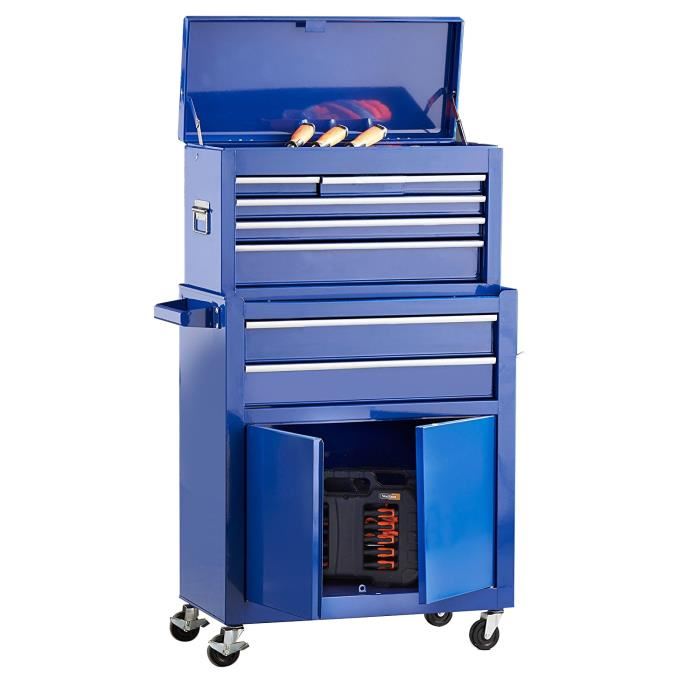 DOMAC Servante datelier en metal avec bac de rangement vide