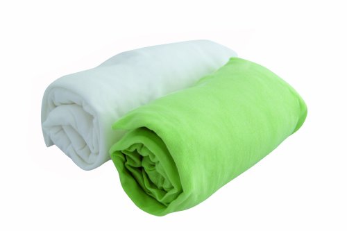 Drap Housse Bebe Lot De 2 - Domiva - Blanc/anis - 70x140 Cm - 100% Coton