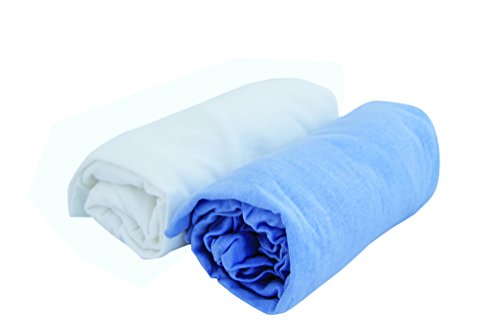 Doux Nid - Lot X2 Draps Housse 70 X 140 Cm - Blanc + Bleu