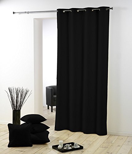 Rideau a oeillets plastique Polyester uni Essentiel Noir 140 x 260 cm