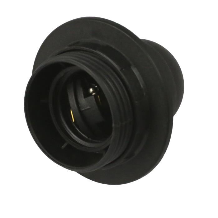 Douille E27 thermoplastique simple bague noir