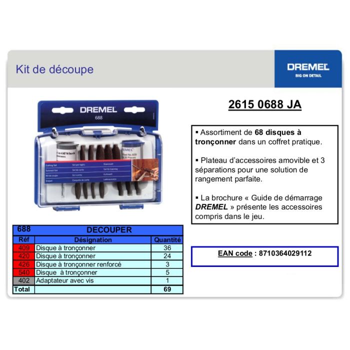 DREMEL Kit de decoupe de 69 pieces 688