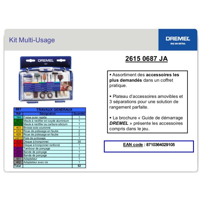 Dremel Kit Pour Travaux Generaux De 52 Pieces 687