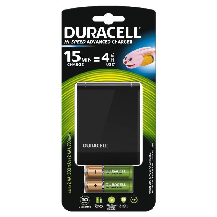 Duracell Chargeur Piles Rechargeables Rapide 45 Minutes