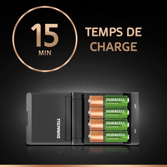 Duracell Chargeur Piles Rechargeables Rapide 45 Minutes