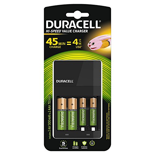 Chargeur de piles AA/AAA Duracell CEF14 + 4 piles rechargeables LR03 - Garantie 1 an