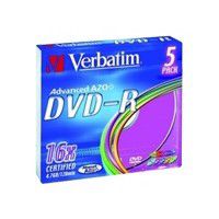 Verbatim Dvd-r 16x - Pack De 5 - Boitier Fin - 4.7 Go - Couleur