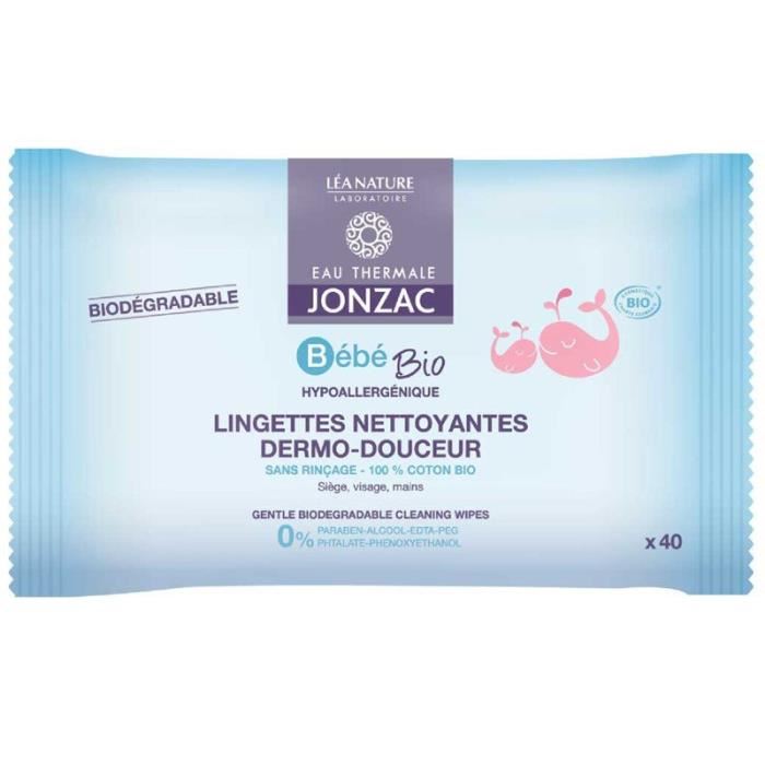 Jonzac Bebe Lingettes Nettoyantes Dermo Douceur Bio 40 Lingettes