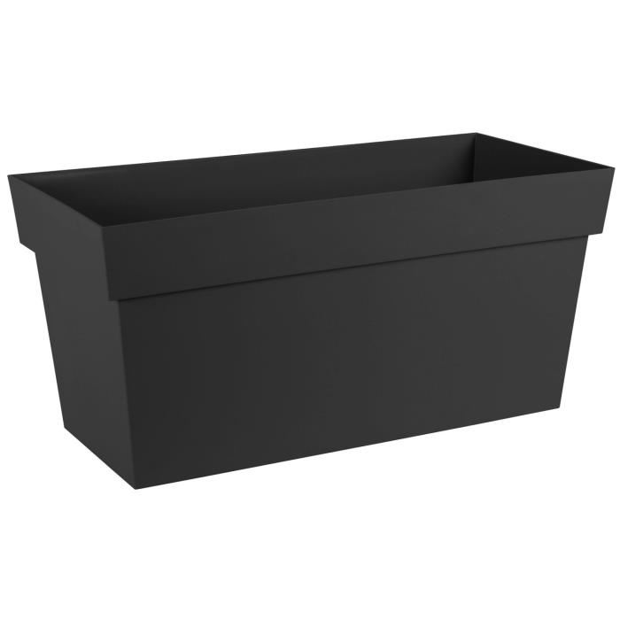 Jardiniere Muret A Reserve D'eau Avec Roulettes - Eda - Toscane - 74 L - 79 X 35 X H.39 Cm - Gris Anthracite