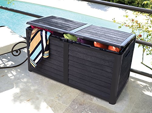 Coffre de jardin resine Baya gris anthracite, l.117 x H.65 x P.55 cm