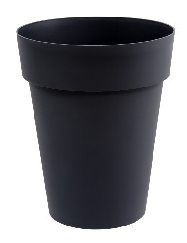 Pot plastique EDA Diam.44 x H.53 cm gris anthracite