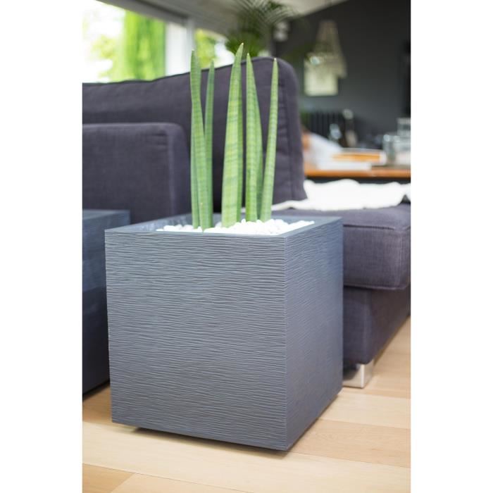 Pot De Fleurs Carre 40 Cm Eda Graphit 31 L 39 X 39 X H 43 Cm Gris Anthracite