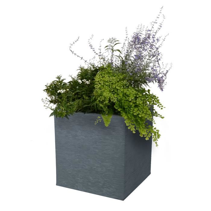 Pot De Fleurs Carre 40 Cm Eda Graphit 31 L 39 X 39 X H 43 Cm Gris Anthracite