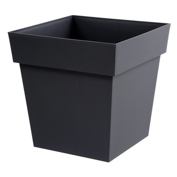 Pot De Fleurs Carre 40 Cm Eda Toscane 38 L 39 X 39 X H39 Cm Gris Anthracite