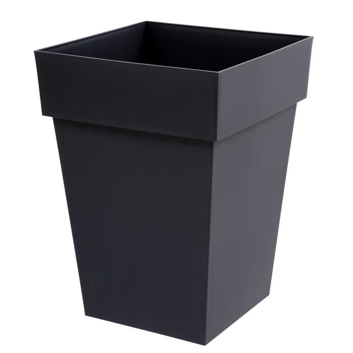 Pot plastique EDA L.39 x l.39 x H.53 cm gris anthracite