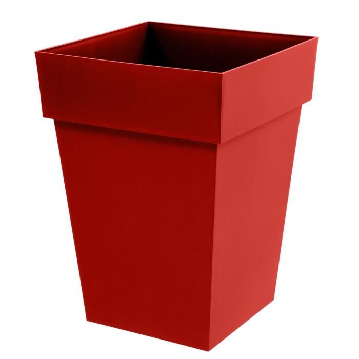 Pot plastique Toscane, L.39 x l.39 x H.53 cm, rouge rubis