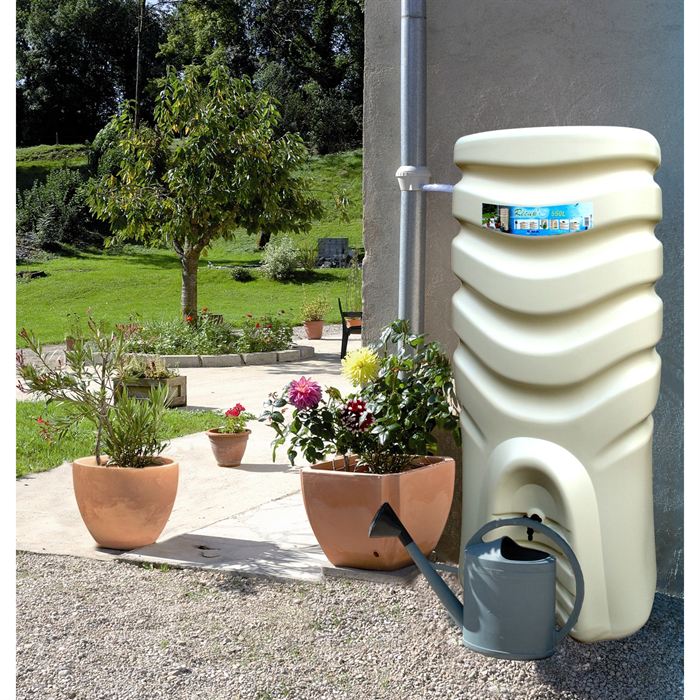 Eda Recuperateur D'eau Recup'o + 1 Kit Collecteur 79x56x164cm - Contenance 550l - Beige