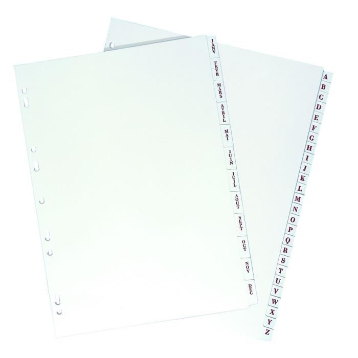 ELBA Paquet de 26 intercalaires alphabetiques A4 PVC 19100 Blanc