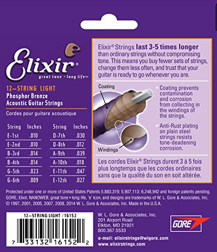 Elixir 16152 12 cordes pour guitare ac...
