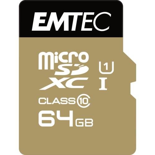 Carte Memoire Microsdxc 64go Emtec + Adaptateur Cl10 Gold+ Uhs-i 85mb/s