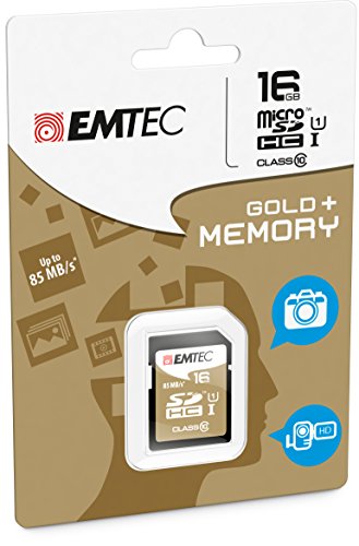 Carte Memoire Sdhc 16go Emtec Cl10 Gold+ Uhs-i 85mb/s - Sous Blister