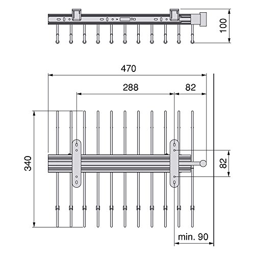 Emuca 7086411 Porte-pantalons Extractible Avec 11 Cintres Pour Armoire