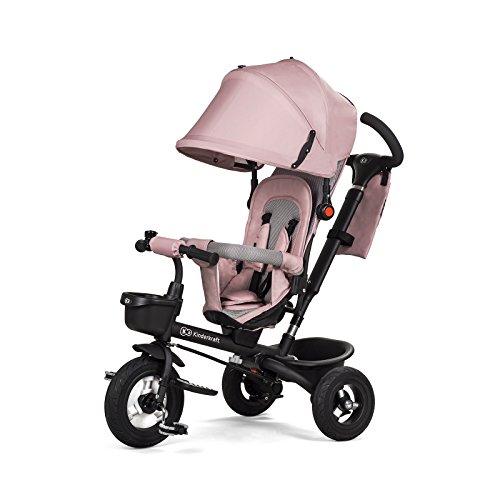 Tricycle Evolutif Kinderkraft Aveo Rose 3 Roues Pliable Pour Enfants De 9 Mois A 5 Ans