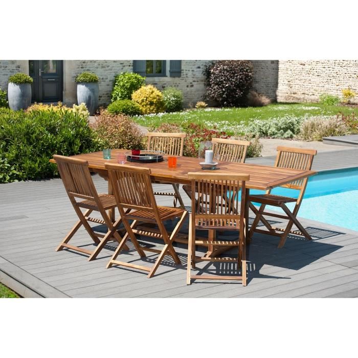 Macabane Table De Jardin Et Chaises En Teck Huile 8/10 Personnes Marron 180x75x100cm