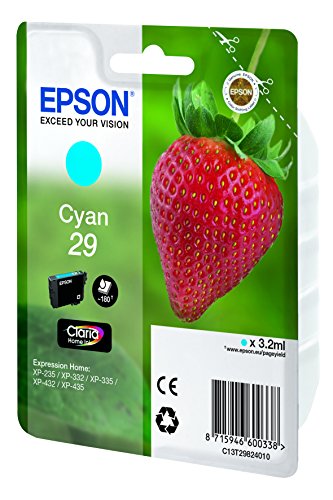 Epson D'origine Epson Expression Home XP-440 Series cartouche d'encre (29 / C 13 T 29824012) cyan, 180 pages, 4,49 centimes par page, contenu: 3 ml