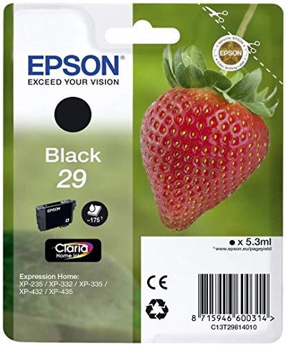 Epson D'origine Epson Expression Home XP-240 Series cartouche d'encre (29 / C 13 T 29814022) noir, 175 pages, 6,95 centimes par page, contenu: 5 ml