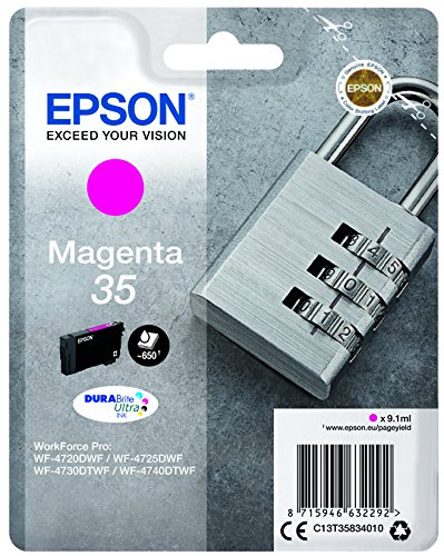 Epson D'origine Epson Workforce Pro Wf-4700 Series Cartouche D'encre (35 / C 13 T 35834010) Magenta, 650 Pages, 3,06 Centimes Par Page, Contenu: 9 Ml