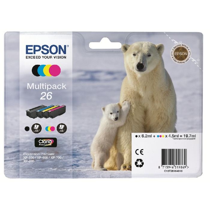 Epson D39origine Epson Expression Premium Xp 610 Series Cartouche D39encre 26 C 13 T 26164020 Multicolor Multipack Pack De 4