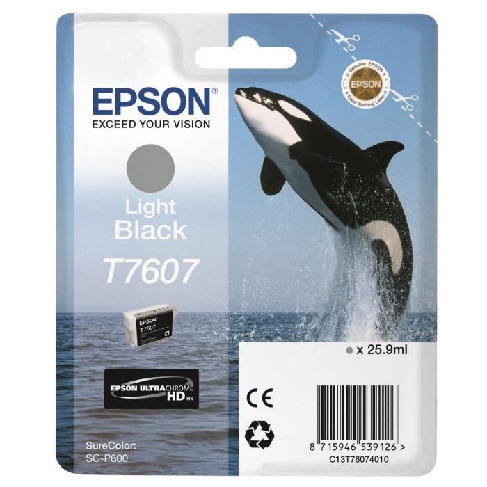Epson Encre T7607 Noir Clair Surecolor Sc P600