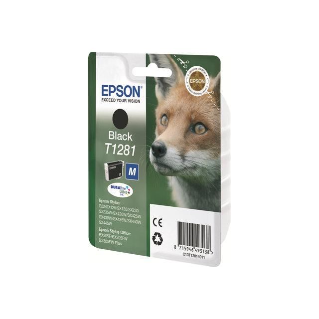 Epson Fox Singlepack Black T1281 Durabrite Ultra Ink, Encre
