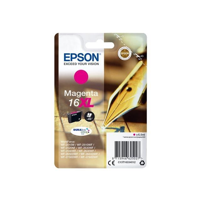 Epson D'origine Epson WorkForce WF-2500 Series cartouche d'encre (16XL / C 13 T 16334012) magenta, 450 pages, 3,04 centimes par page, contenu: 6 ml
