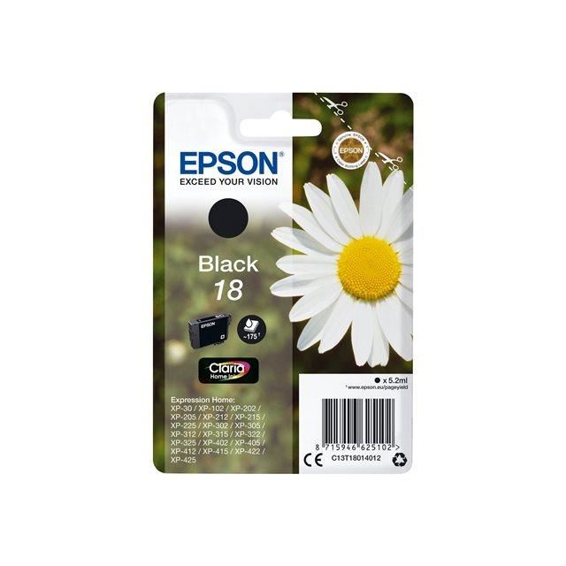 Epson D'origine Epson Expression Home XP-310 Series cartouche d'encre (18 / C 13 T 18014012) noir, 175 pages, 4,92 centimes par page, contenu: 5 ml