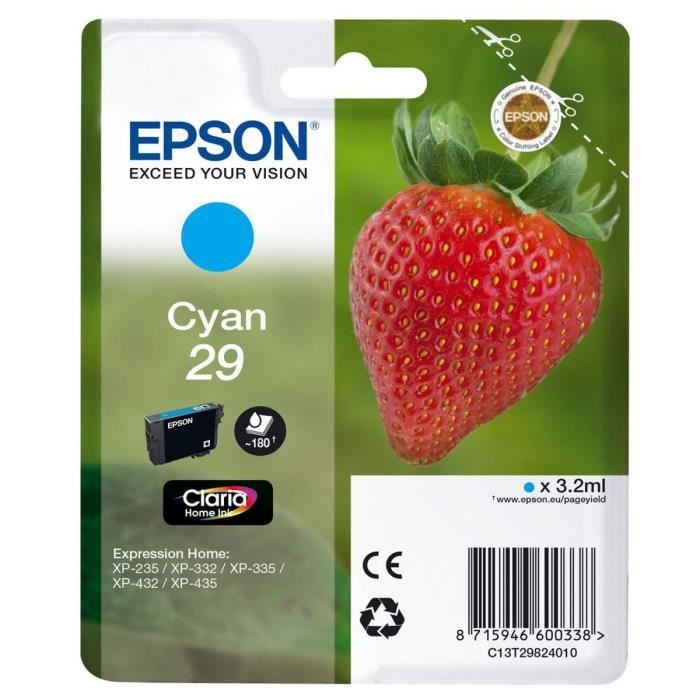 Epson Cartouche Dencre T2982 Cyan Fraise C13t29824012