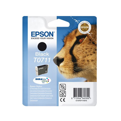 Epson D'origine Epson Stylus SX 400 WiFi cartouche d'encre (T0711 / C 13 T 07114012) noir, 245 pages, 4,58 centimes par page, contenu: 7 ml