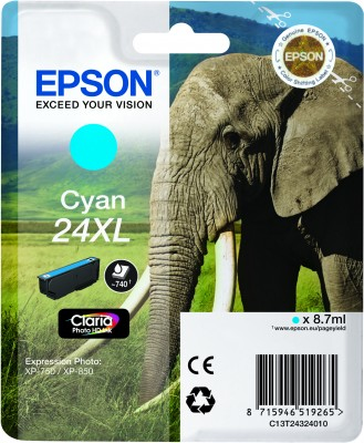 Epson D'origine Epson Expression Photo XP-850 cartouche d'encre (24XL / C 13 T 24324012) cyan, 500 pages, 3,06 centimes par page, contenu: 8 ml